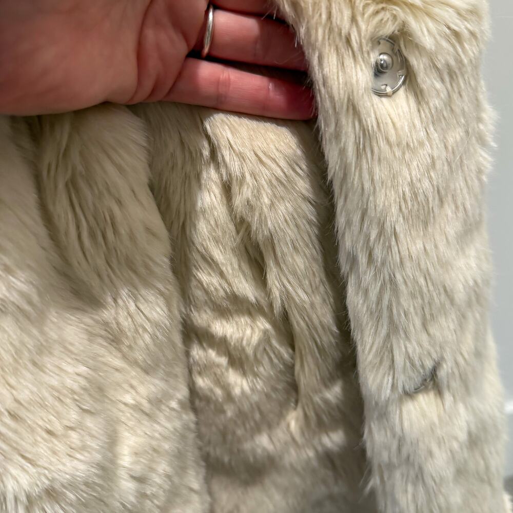 MADEWELL Stagedoor Faux Fur Coat White Jacket Sz M - Picture 6 of 6